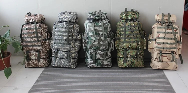 70-100L Outdoor Camping Travel Sports Backpack Military Camo Tactical Bag Large Capacity Waterproof Hiking Mountain Climbing Bag