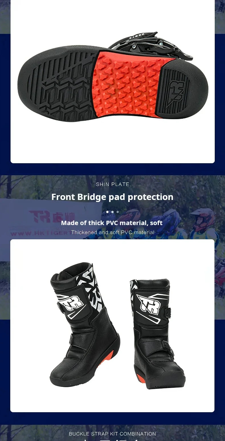 2PCS Kids Motocross Boots For Child Botas Motorcycle 4-10 Years Off Road Boots Motorcycle Mid Calf Kids Child MTB ATV