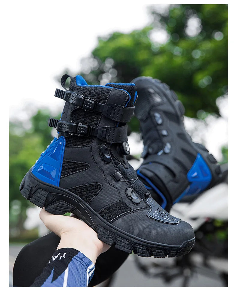 Motorcycle Boots Men's Mid-Calf Motocross Races Protective Boots Outdoor Breathable Non Slip Motos Sports Shoes Botas Moto Hombr