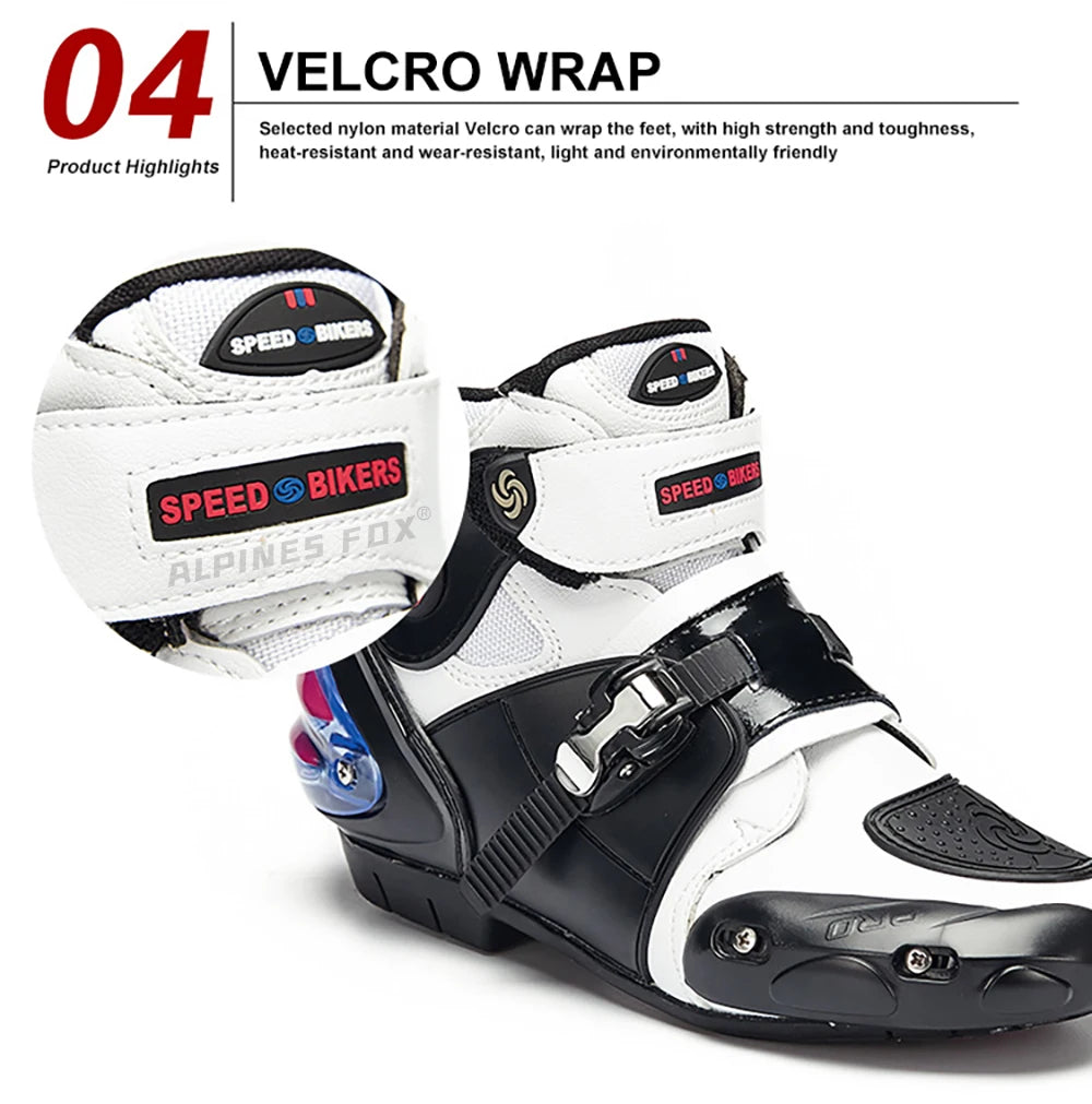 Men Women Motorcycle Racing Boots Sneakers Shoes Microfiber Leather Anti-collision Protection Motocross Off-Road Boots Non-slip