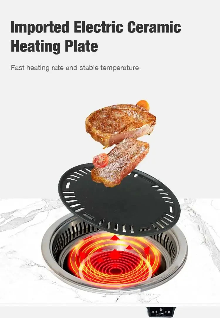 Restaurant Electric Korean Japan BBQ Grill Stove Barbecue Smokeless Japanese Embedded Yakiniku Table Korean Electric BBQ Grill