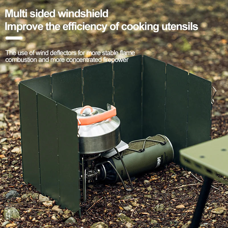 10 Plates Foldable Gas Stove Windshield Outdoor Camping Picnic Cooking Burner Windproof Screen Camping Outdoor Stove Wind Shield