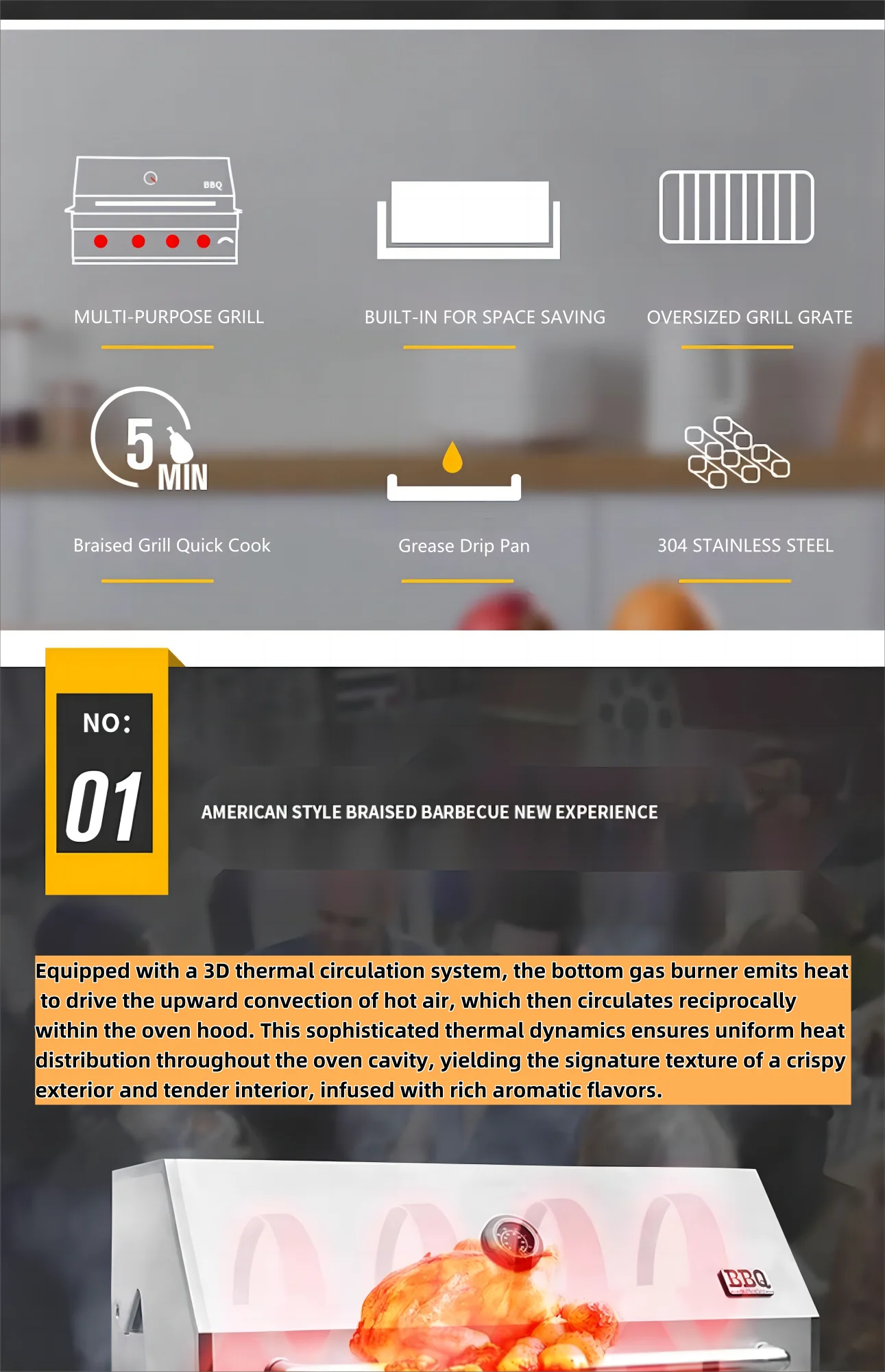 2025 Newest 304 Stainless Steel Built-in Courtyard Grill Gas Charcoal Dual Fuel Smoker BBQ Grill