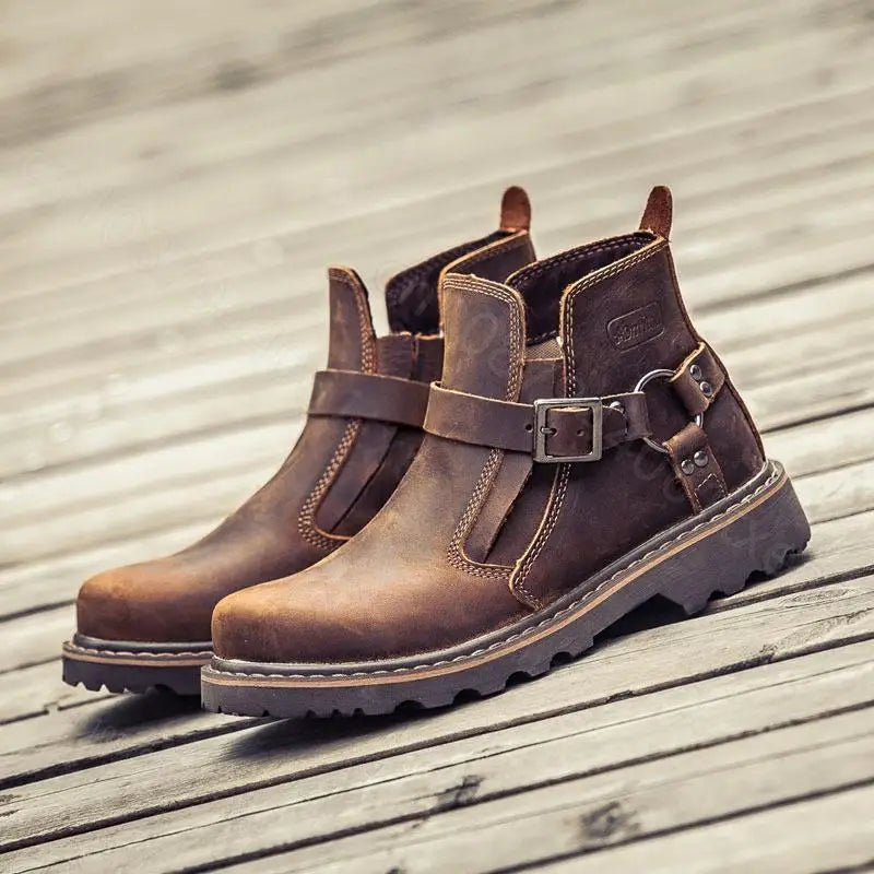 Retro leather boots for motorcycles durable men boots couple's short shoes motorcycle safety equipment motorcycle shoes