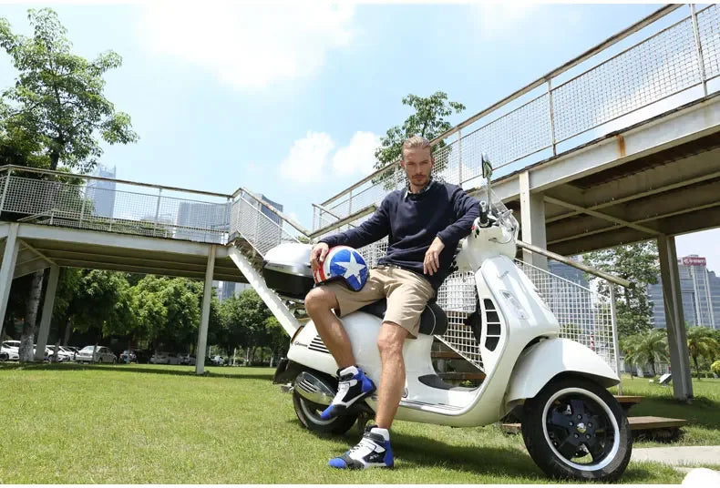 NEW ARCX Men's Motorcycle Boots Leisure Blue bottes moto Leather motorboats Street Moto Racing Ankle Four Seasons casual shoes