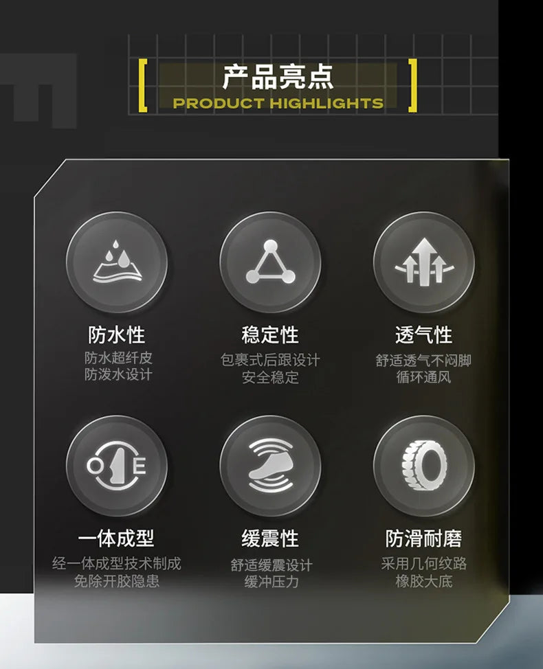 Motorcycle Boots Man Waterproof Studded Boots Hook and Loop Fasteners Wear-Resistant Motorcycle Shoes Anti-Slip Anti-Fall