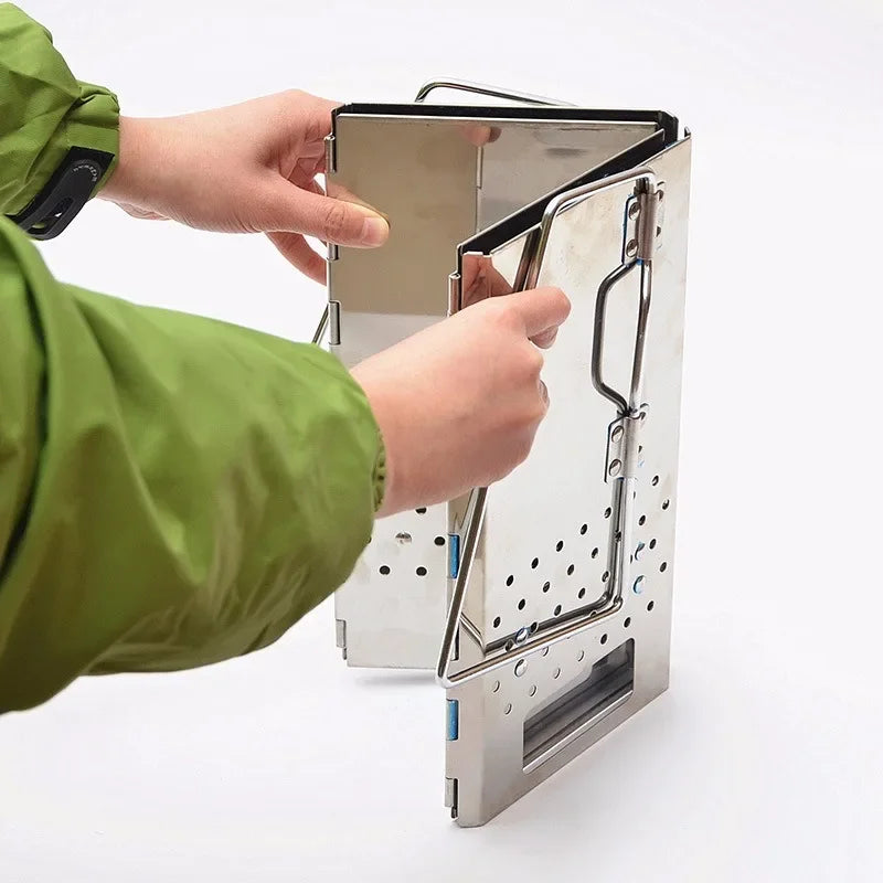 Portable Charcoal Starter Stainless Steel Outdoor Barbecue Grill Fire Starter Folding Carbon Stove BBQ Grill Heating Stove