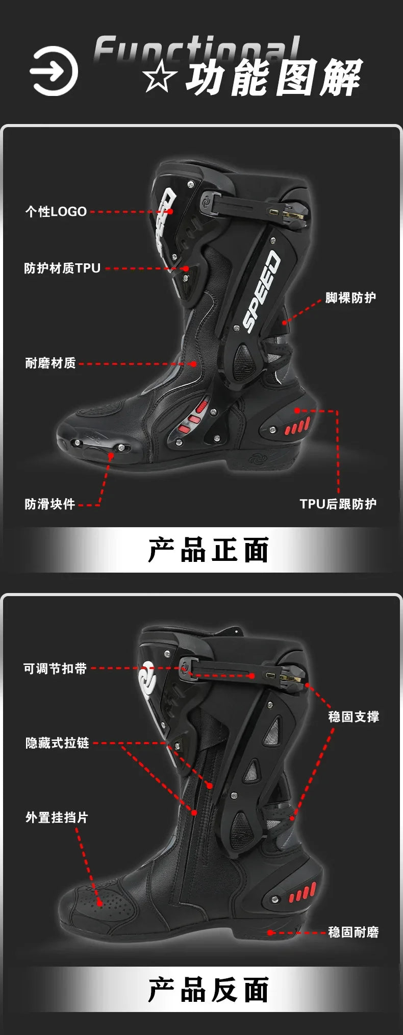 Professional Motocross Boots Breathable Water-repellent Off-Road Boots Anti-collision Riding Boots HighTop Racing Shoes