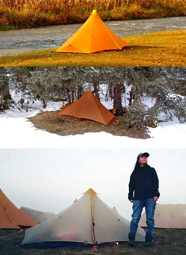 Knot Maya 1P Pyramid Tent Outdoor Ultralight No Pole Tent Camping 20D Nylon Double Silicone Waterproof Hiking Backpack Tent