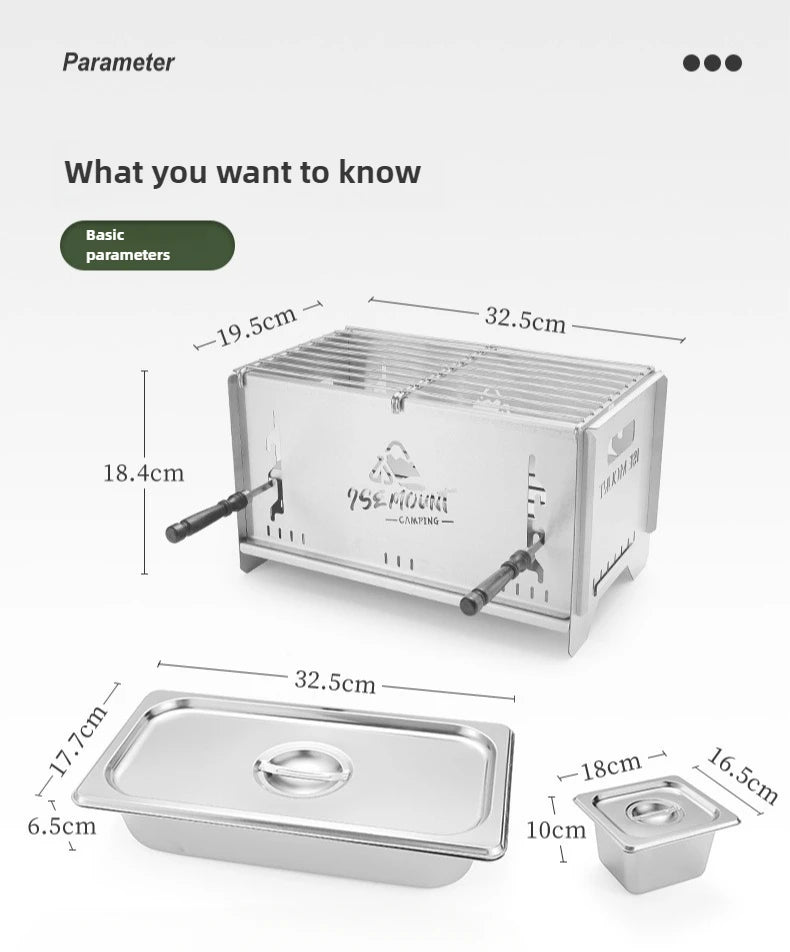Camping Windproof Firewood Stove Stainless Steel Barbecue Grill Wood Burner Protable Outdoor Picnic Oden Cooking Furnace