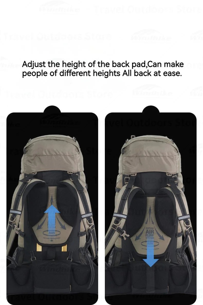 Naturehike Outdoor Backpack Mountaineering Bag 70+5L Large Capacity Trekking Bags CR Carrying System 420D Nylon Camping Hiking