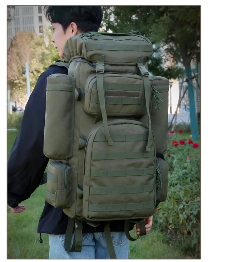70L Large Capacity Tactical Backpack,Wear-Resistant Rainproof Oxford Cloth,Multifunctional Outdoor Camping Hiking Climb Bag,B437