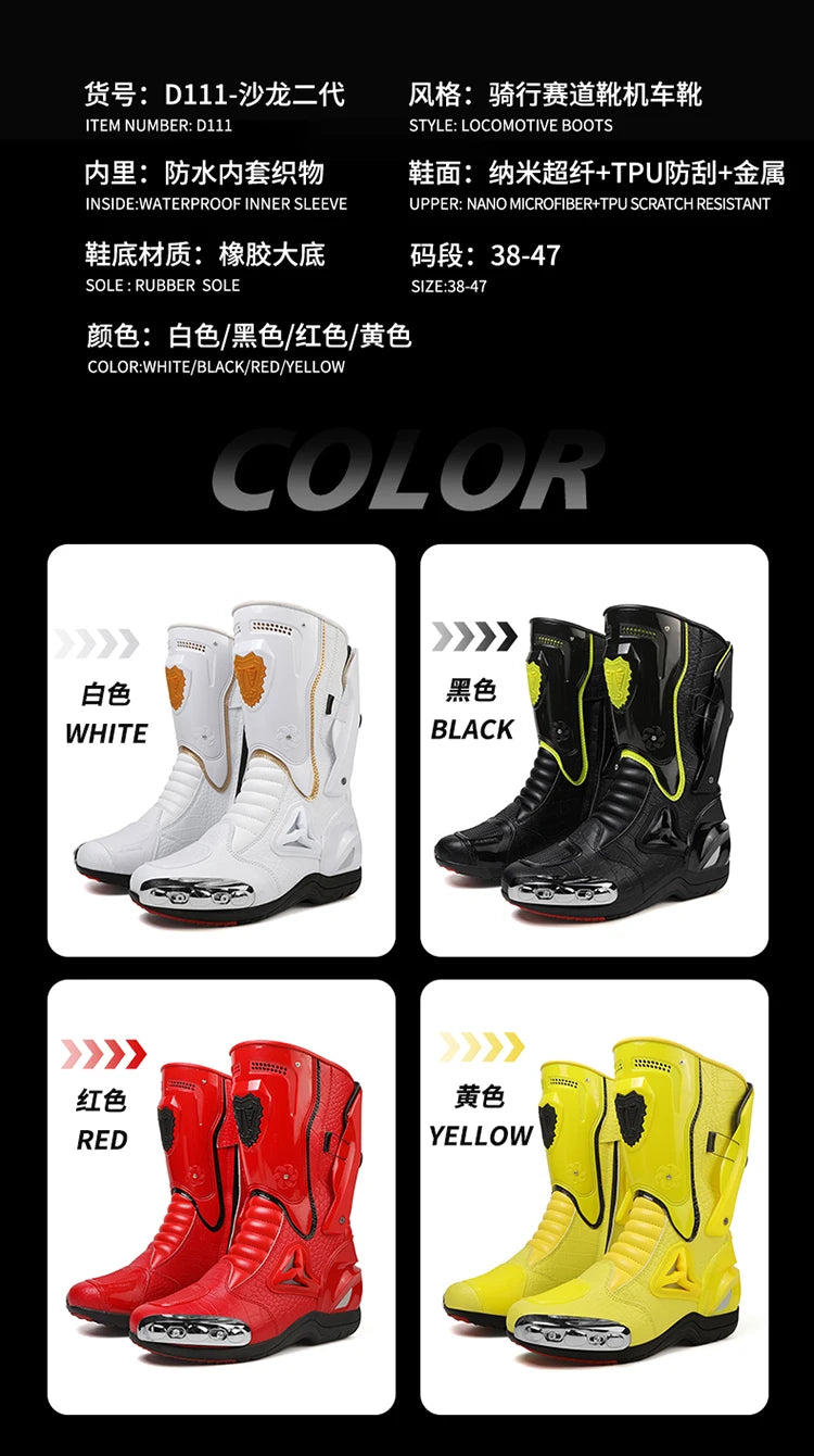 36-47 Leather Motorcycle Boots Men Anti-slip Motorcyclist Shoes Adventure Touring Motocross Bike Boots Motorcycle Accessories