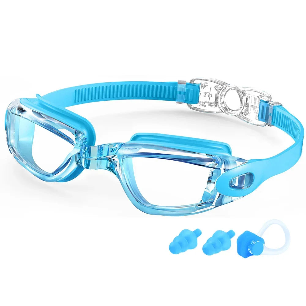 Professional Swimming Goggles Swim Glasses Anti-Fog Clear Vision Waterproof Quick Adjustable With earplug nose clip Eyewear