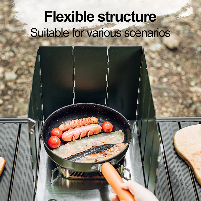 10 Plates Foldable Gas Stove Windshield Outdoor Camping Picnic Cooking Burner Windproof Screen Camping Outdoor Stove Wind Shield