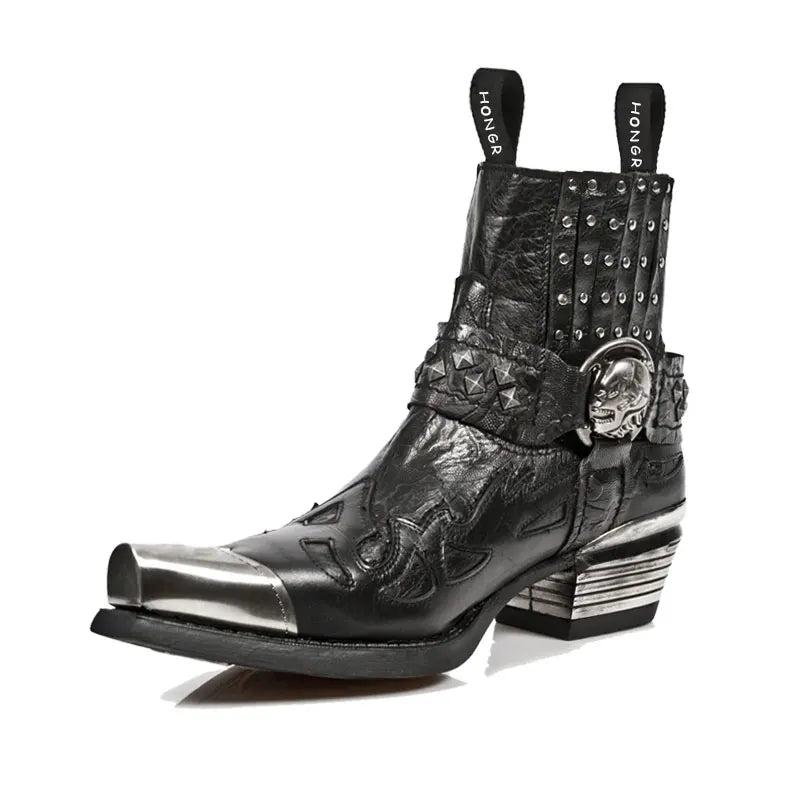 2025 New Men Popular Pointed Western Short Spanish Tide Brand Punk Rivet Leather Women Sneakers Chelsea Boots