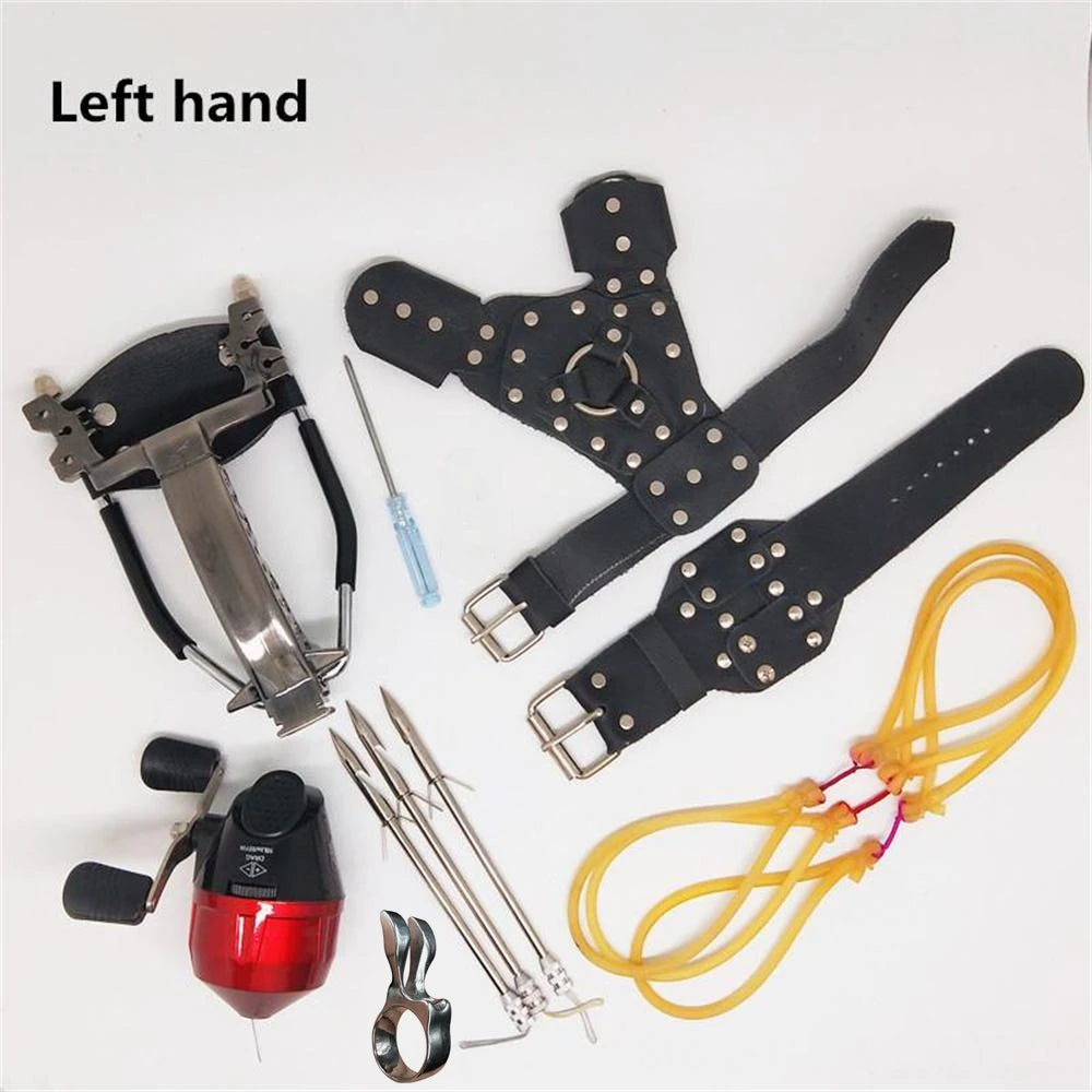 Outdoor Shooting Fishing Slingshot Hunting Arrow Darts Catapult With Rubber band Fishing reel/ Tactical game protective gloves