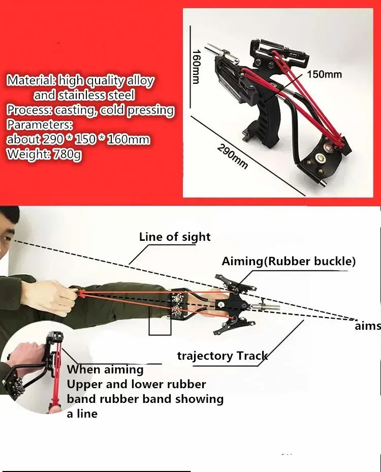 Powerful Slingshot Stainless Steel Slingshot Catapult Hunter Wrist Support SlingShot Outdoor Hunt Hike Bow Catapult HuntingTools