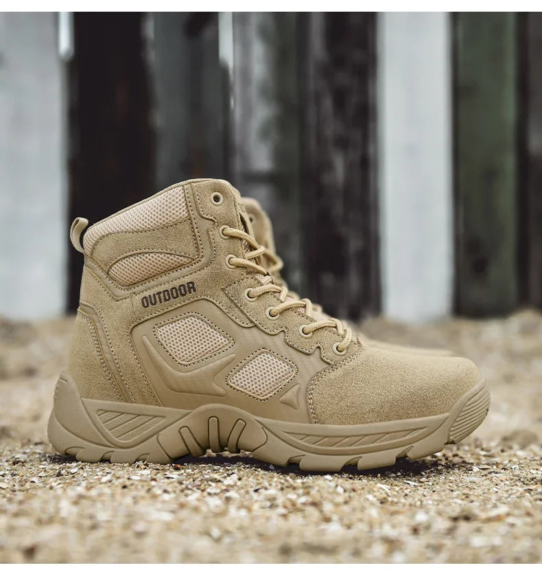 2024 New Tactical Mens Desert Combat Boots Work Safty Shoes Leather Boots Waterproof Ankle Boot Men's Hunting Shoes Size 47