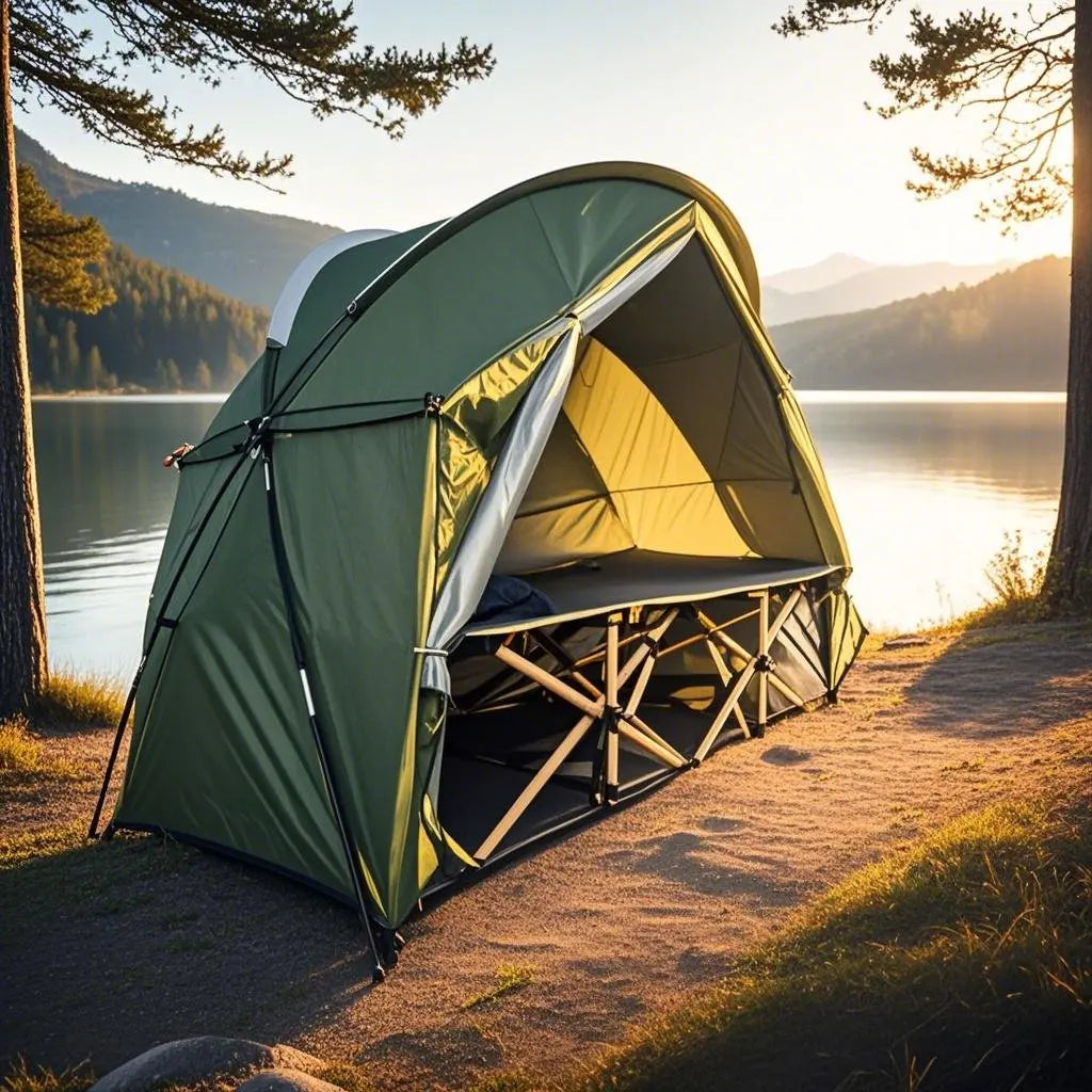 4-in-1 Camping Cot Tent, Backpacking 1 Person Camping Tent, Tent Cot Folding Off the Ground Tent,Fishing Tent,Sleeping Bed Tent