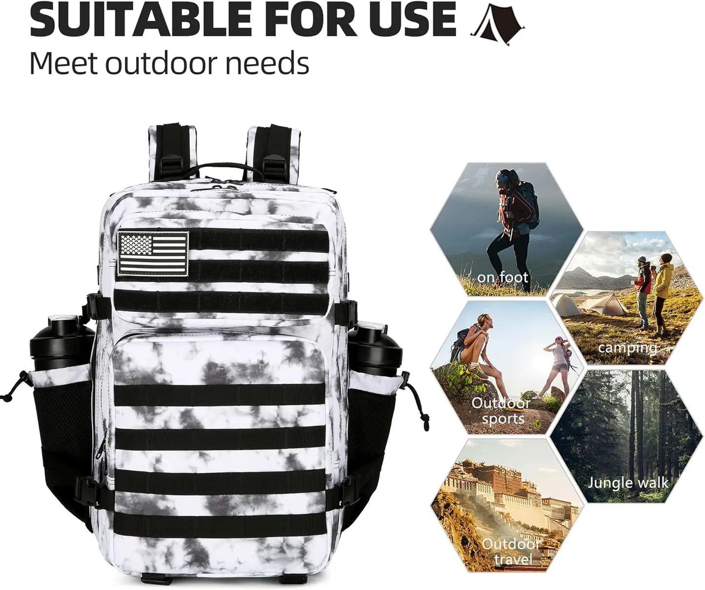 20L 45L Tactical 3P Backpack Bag 3 Days Assault Outdoor Backpack Waterproof Climbing Rucksack Camping Hiking Hunting Mochila Bag