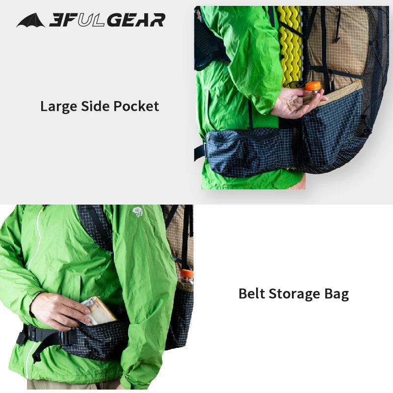 3F UL GEAR 46+10L QIDIAN PRO Backpack Ultralight Outdoor  Camping Sport Bag Resistant Hiking Trekking Waterproof Travel Rucksack