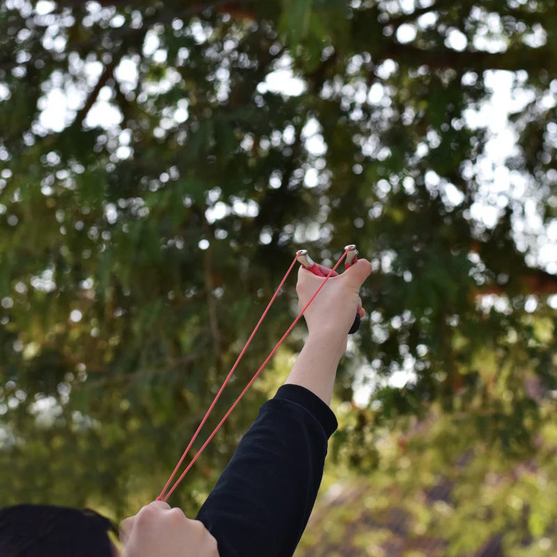 New Style Stainless Steel Powerful Slingshot with Tube Rubber Band Mud Balls Slingshot Catapult Bag for Hunting Outdoor