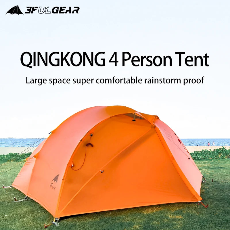 3F UL GEAR Qingkong 4 Person 4 Season 15D Camping Tent Outdoor Ultralight Hiking Backpacking Hunting Waterproof Tents