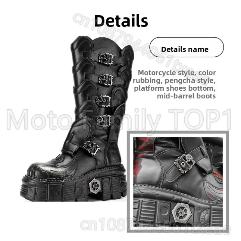 Locomotive boots autumn winter boots thick-soled medium tube women's boots motorcycle riding racing motocross shoes