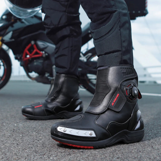 Fashion Men's Motorcycle Boots Waterproof Anti-Slip Motorbike Boots Man Motos Riding Shoes TPU Anti-collision Motocross Boot