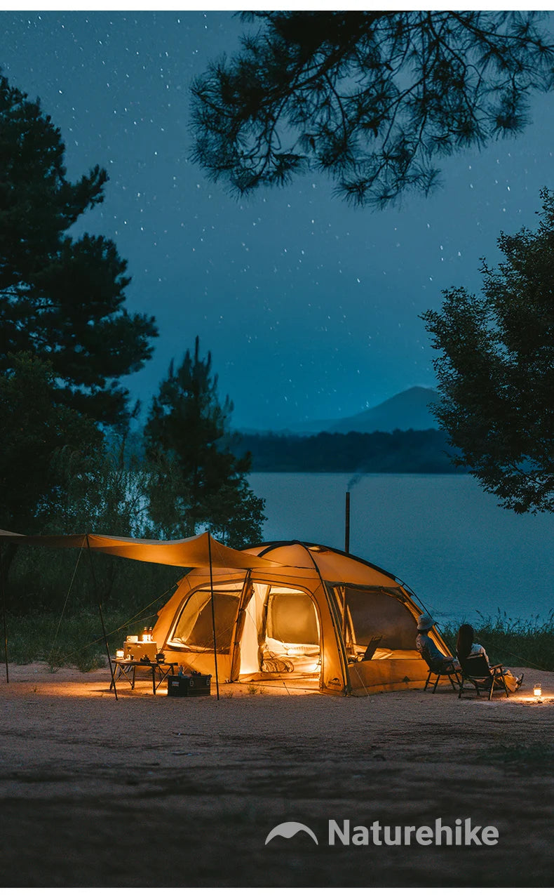 Naturehike Outdoor 4-6 Person Camping Dune 10.9 Tent One Bedroom One Living Room Hiking Tent 75D Nylon Camping Tents Canopy