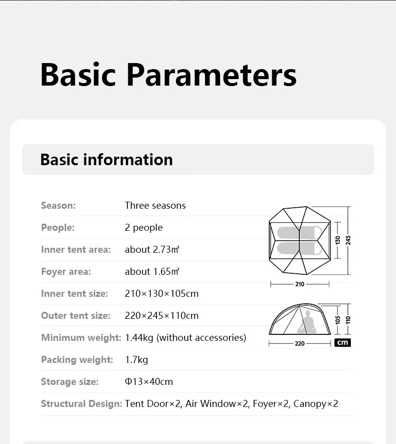 Naturehike Star River UL 2 Person Camping Tent Ultralight Waterproof 15D Double Layer 3 Seasons Outdoor Travel Hiking Tent