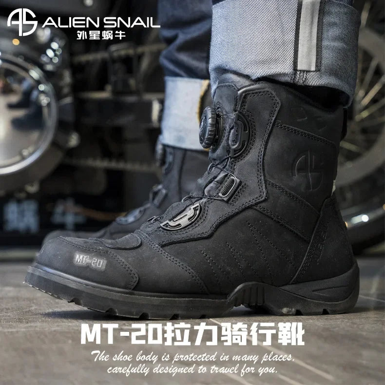 MT-20 Anti-fall Motorcycle Rally Boots MT-10 Leather Waterproof Riding Shoes Knob Design Racing Motorcycle Riding Cowhide Boots