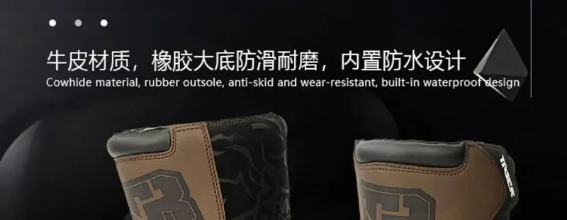 TIGER Retro Motorcycle Boot Cowhide ATV Riding Black Moto Bota Motocross Zapatilla Off-Road For KTM For BMW For Honda For Yamaha