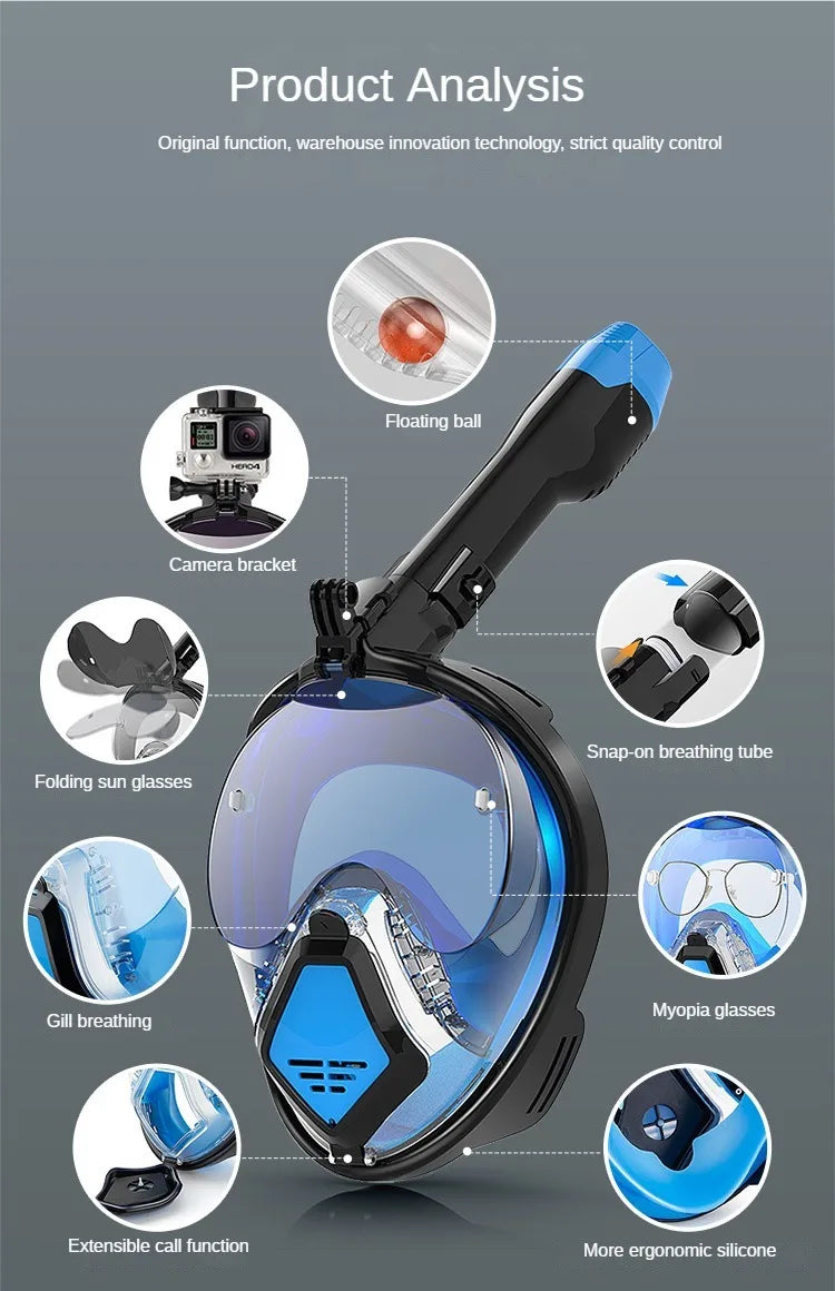 2025 New Professional Snorkeling Mask For Kids Adults High-definition Anti Fog Foldable Swimming Fully Dry Myopia Diving Goggles