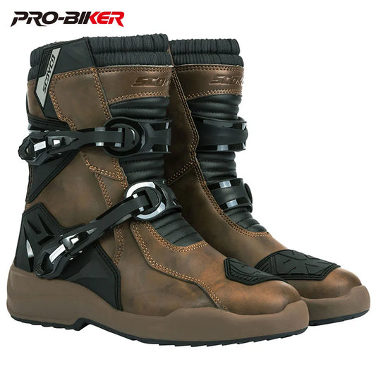 Waterproof Biker Studded Boot Anti-slip Motorcycle Boots Wear-resistant Motorcycle Protection Equipment Anti-fall Motocross Boot