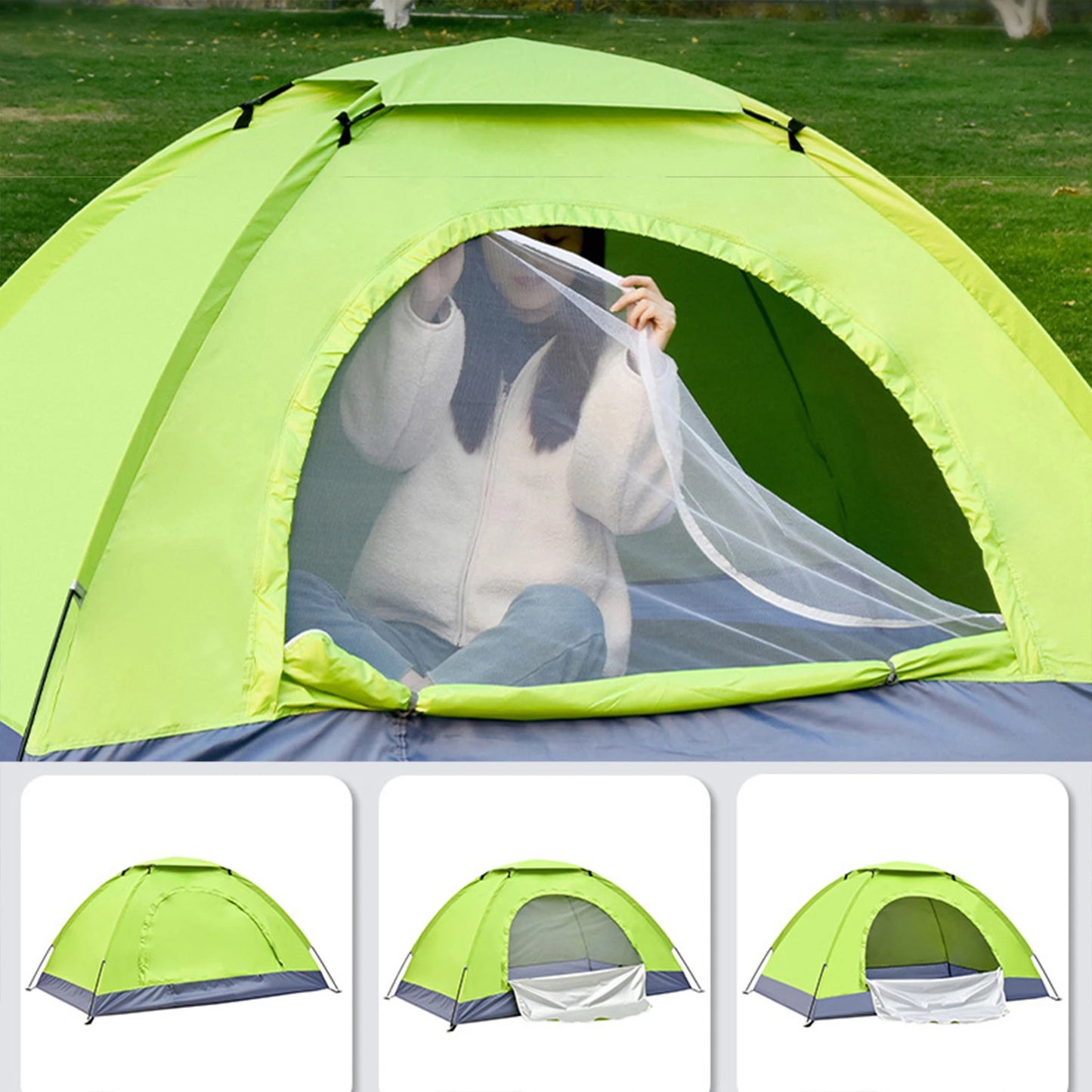 Ultralight Camping Tent Single Layer Portable Hiking Tent Anti-UV Coating For Fishing Backpacking Trip Hiking Parts 1/2 Person