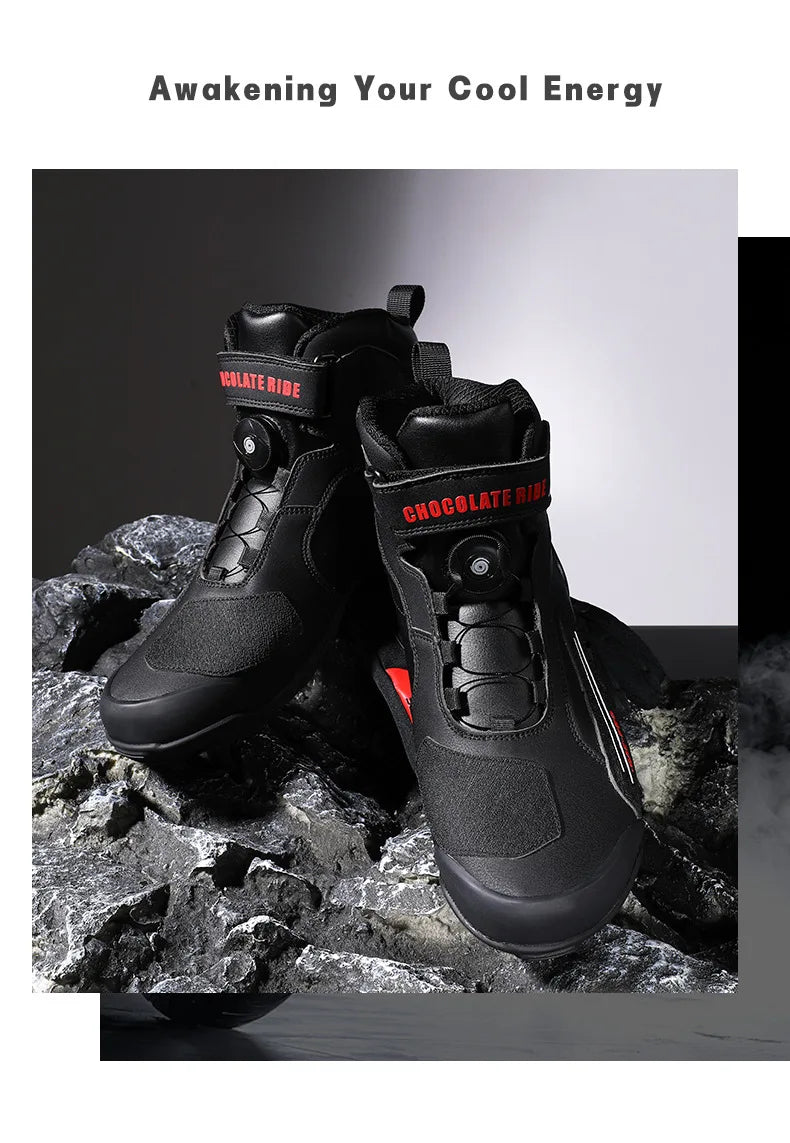Riding Boots for Men Motorcycle New Leather Collision Avoidance Motos Shoes Anti Slip Wear-Resistant Motocross Protective Shoes