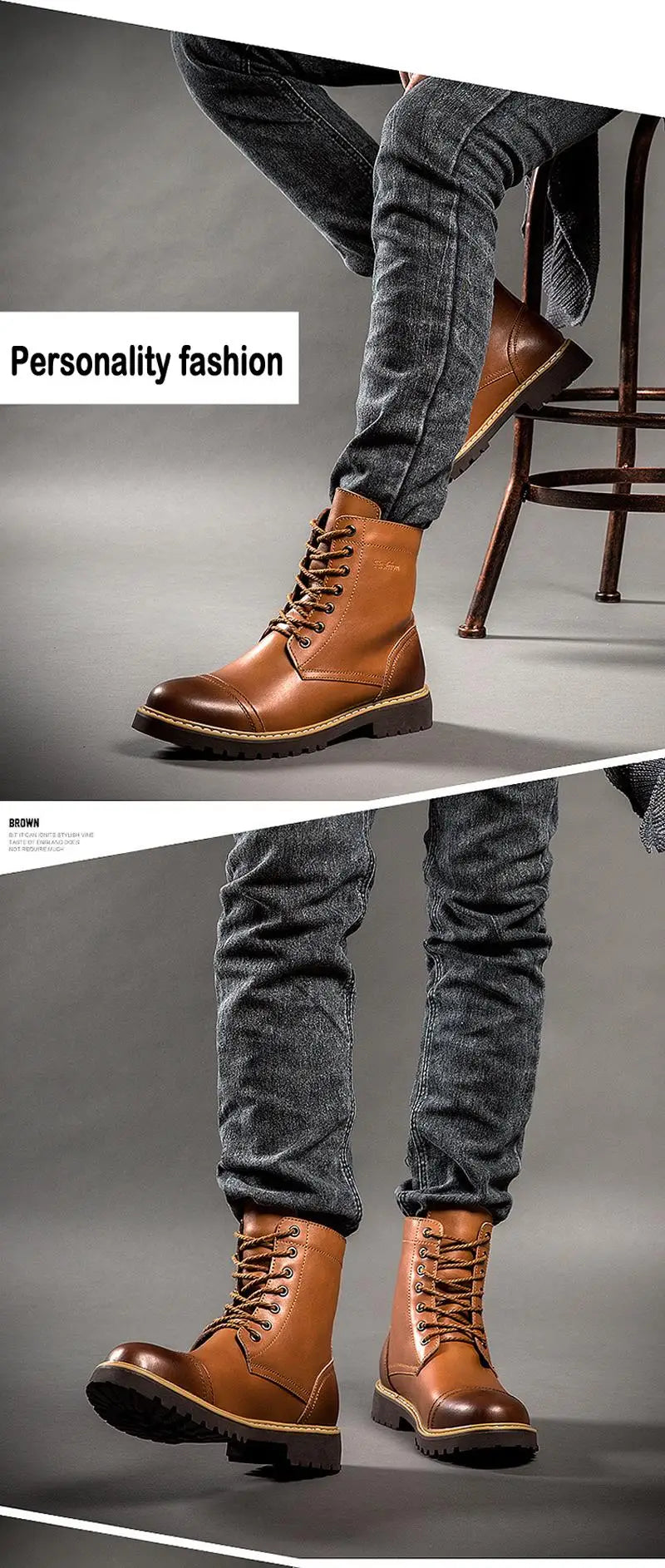 Genuine Leather Men's Boots Plush Warm Winter Boots High Quality Men Motorcycle Boots Fashion Tooling Shoes