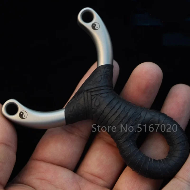 Professional 304 Stainless Steel Slingshot with Flat Rubber Band for Outdoor Hunting Catapult Competitive Shooting