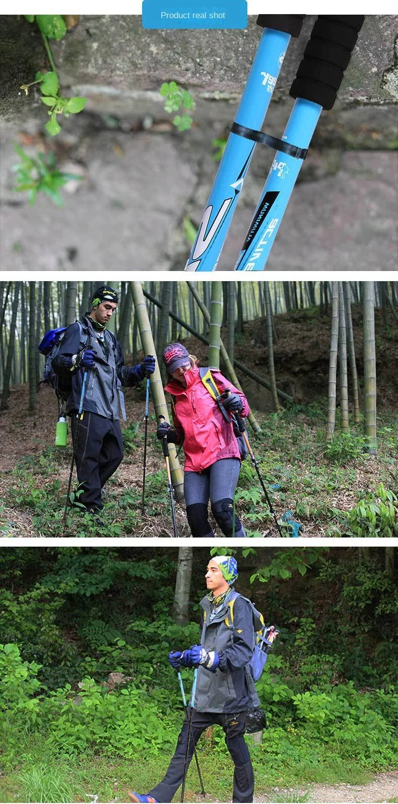 1PCS Ultralight Folding Multifunction Trekking Pole Portable Anti Shock Alpenstock Snow Walking Stick Outdoor Climbing Hiking