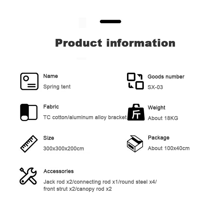 Cotton Picnic Tent for 4 Person, Outdoor Camping, TC, One Bedroom, Luxury, Foldable, Custom Tent, Oxford, Spring