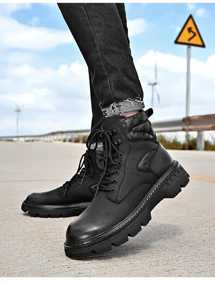 Motorcycle Boots Fashionable Motorcycle Boots Winter Cotton Boots Thick Soled Shock-absorbing Non Slip Casual Shoes