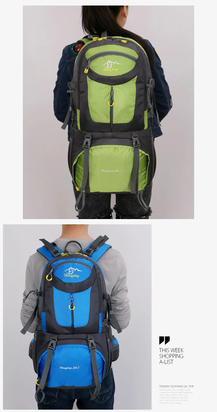 60L Large Capacity Hiking Backpack Men Outdoor Mountain Backbag Male Sport Back Pack Leisure Teens Travel Package Black