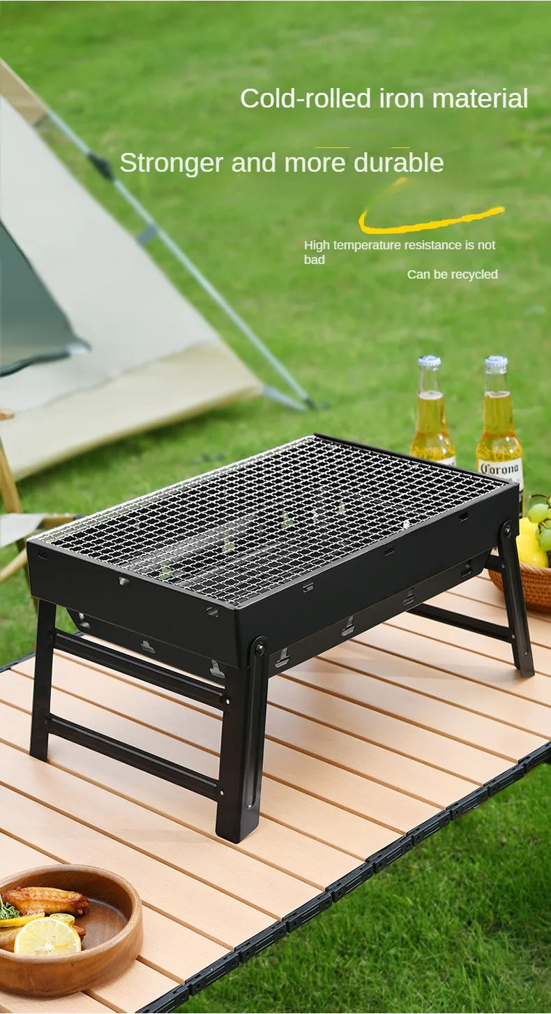 Collapsible BBQ Grill Outdoor Portable Charcoal Fire Pit Full Set no Smoke Carbon Roast Meat for Home