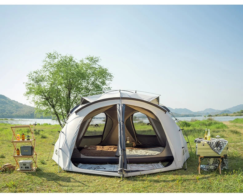 MOBI GARDEN Camping Tent Royal Castle 150D Oxford With Snow Skirt Double Layer Waterproof Hiking 5 Person 4 Season Tent UV50+