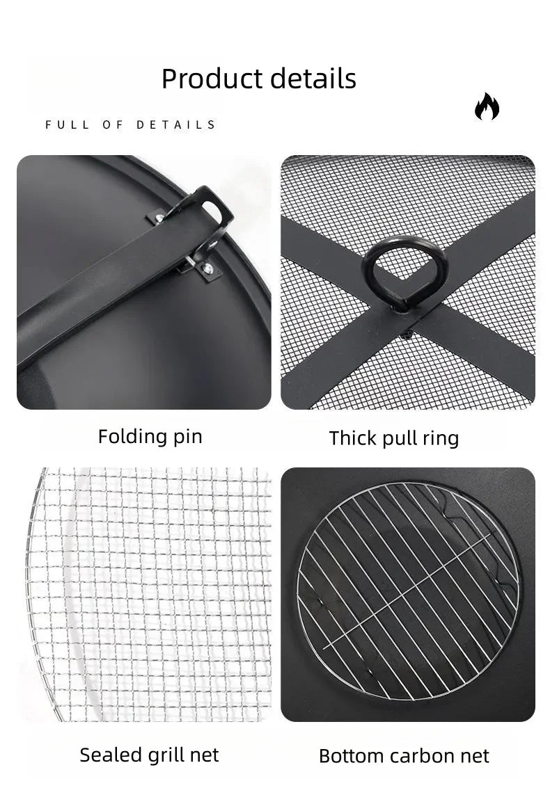 Camping Fire Pit Bonfire Charcoal Barbecue Stove Fire Wood Heater Outdoor Burner Winter Insulation  Bbq Grill Outdoor  Grill