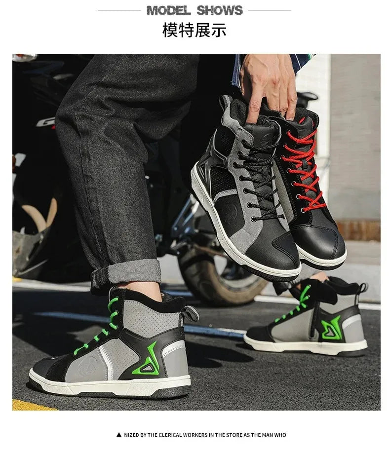 Motorcycle Shoes Men Motocross Boots Motobiker Racing Shoes Toe Cap Hardening Protective Cycling Shoes Summer Breathable Sneaker