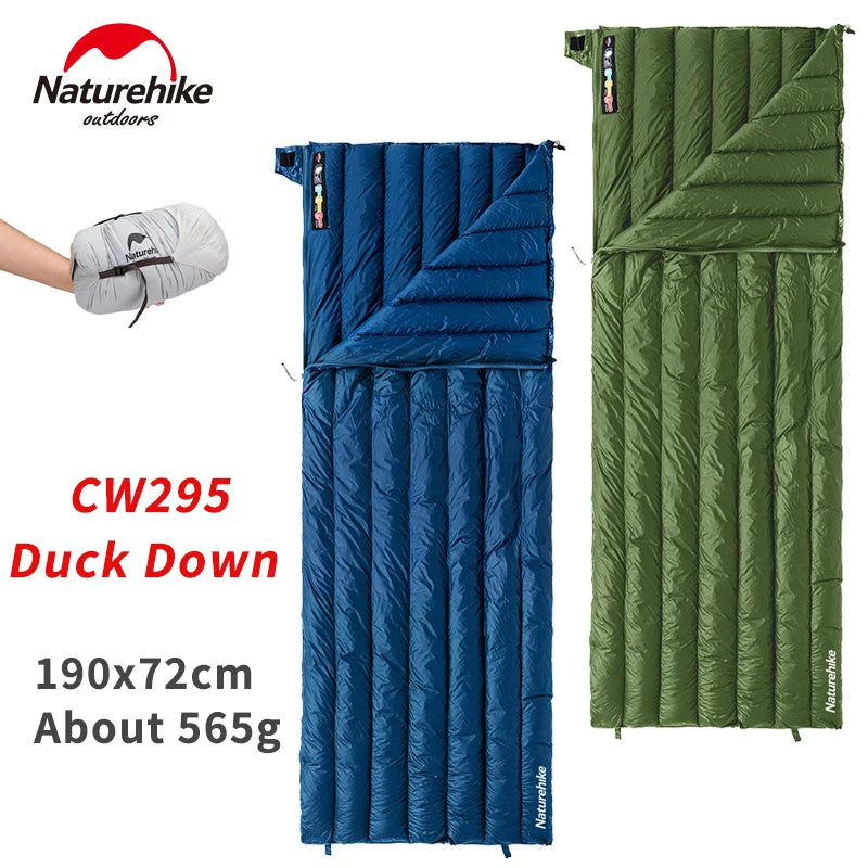 Naturehike Camping Duck Down Sleeping Bag CW295 Spring Warm Waterproof Splicable Double Quilt Ultralight Envelope Sleeping Bag