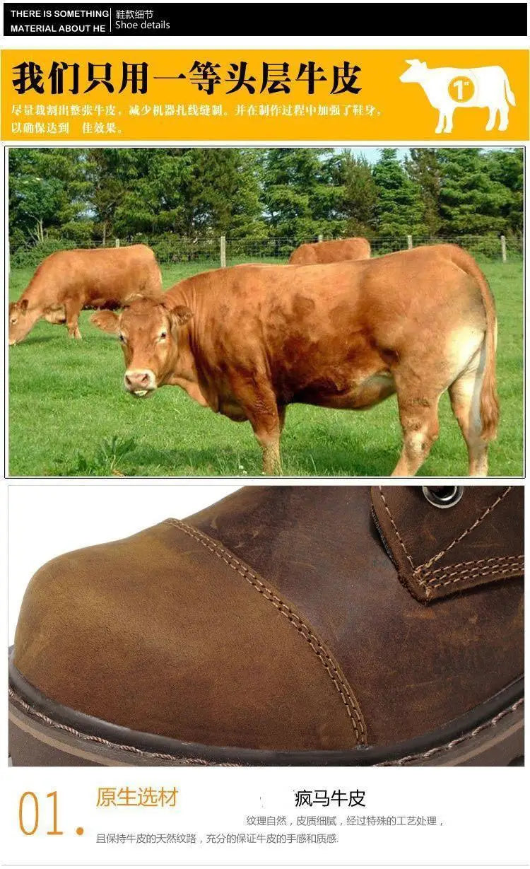 Men's Mid-calf Shoes High Tube Work Shoes Couples Outdoor Motorcycle Boots Large Size Women's Boots Winter Plush Cotton Shoes